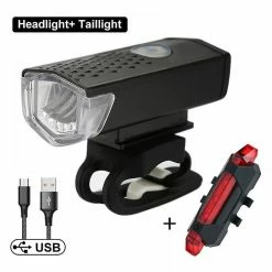 Nw 1776 Shxx Bicycle Front Light Tail Lights Lampe Rechargeable MTB Road Bikes Headlight Cycling Flashlight Bicycle Lantern Bike Accessoires Noir (phare +